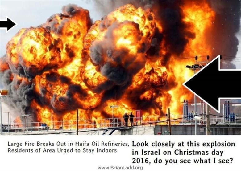 Haifa Oil Refineries Fire Jesus - Look Closely At This Explosion In Israel On Christmas Day 2016, Do You See What I See?...
Look Closely At This Explosion In Israel On Christmas Day 2016, Do You See What I See?

