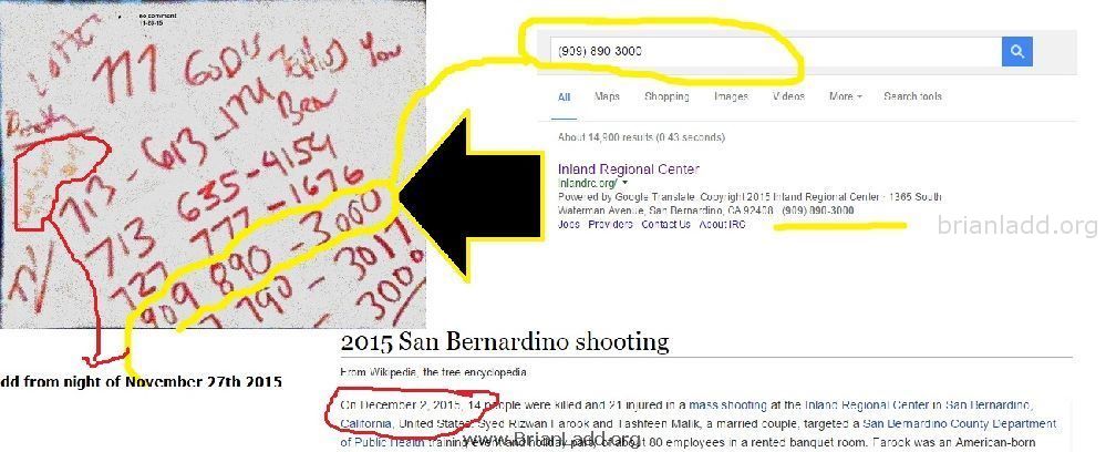 2015 San Bernardino Shooting   1 - 2015 San Bernardino Shooting, Not Sure About the Other Numbers and Possibly Related D...
2015 San Bernardino Shooting, Not Sure About the Other Numbers and Possibly Related Dreams, but This One Is for Sure. Phone Number (909) 890-3000 Is for the Inland Regional Center, Mentioned in the Wiki Article. 3
