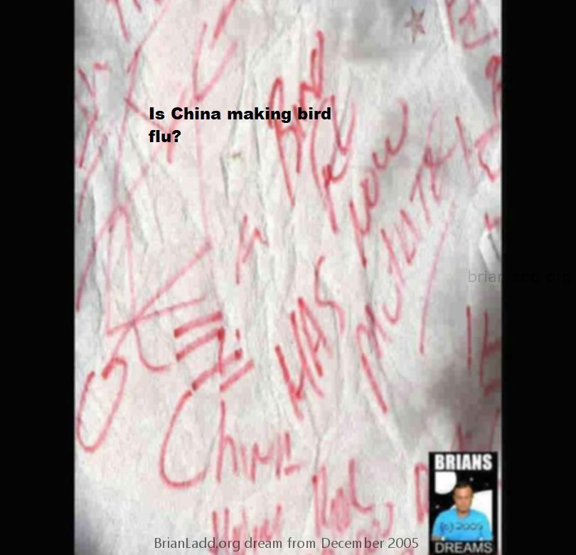 Dec 2005  Is China Making Bird Flu? - Dream Number 813 December 2005...
Is China Making Bird Flu? - Dream Number 813 December 2005
