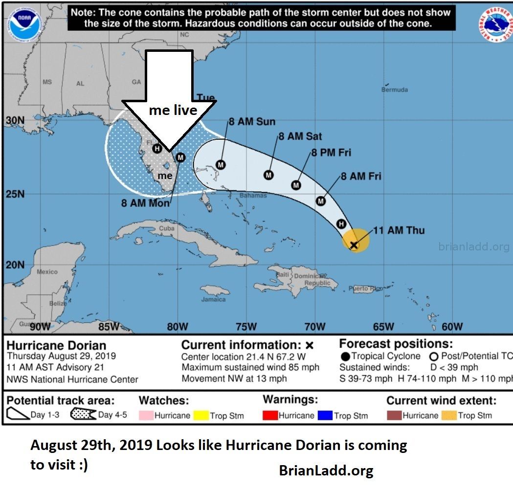 August 29Th 2019 Looks Like Hurricane Dorian Is Coming To Visit I Will Stream This Event Live Video My Youtube Channel -...
August 29th 2019 Looks Like Hurricane Dorian Is Coming To Visit I Will Stream This Event Live Video My Youtube Channel At
