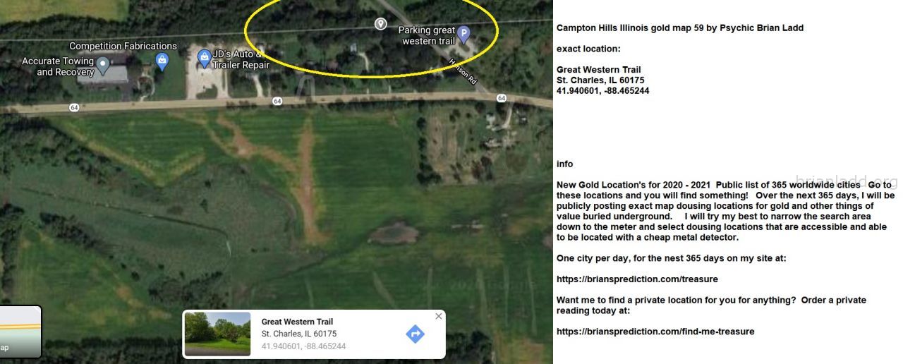 Campton Hills Illinois gold map 59 by Psychic Brian Ladd

