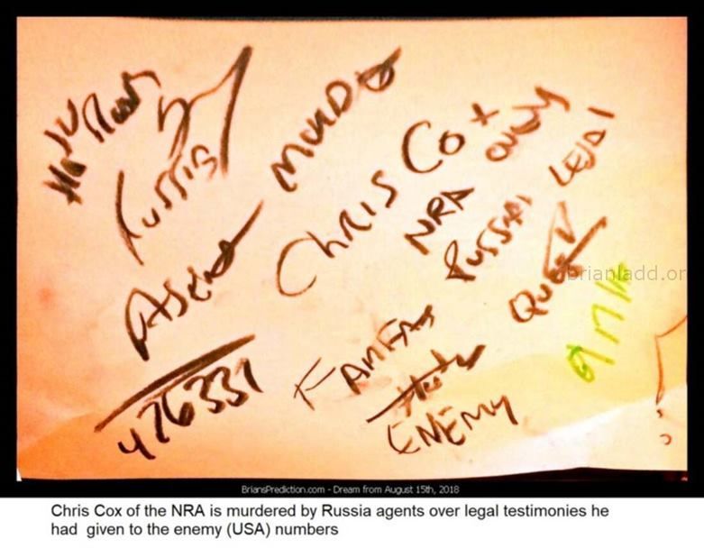 10952 17 August 2018 5 - Chris Cox Of The Nra Is Murdered By Russia Agents Over Legal Testimonies He Had  Given To The E...
Chris Cox Of The Nra Is Murdered By Russia Agents Over Legal Testimonies He Had  Given To The Enemy (USA) Numbers  - Dream Number 10952 17 August 2018 5
