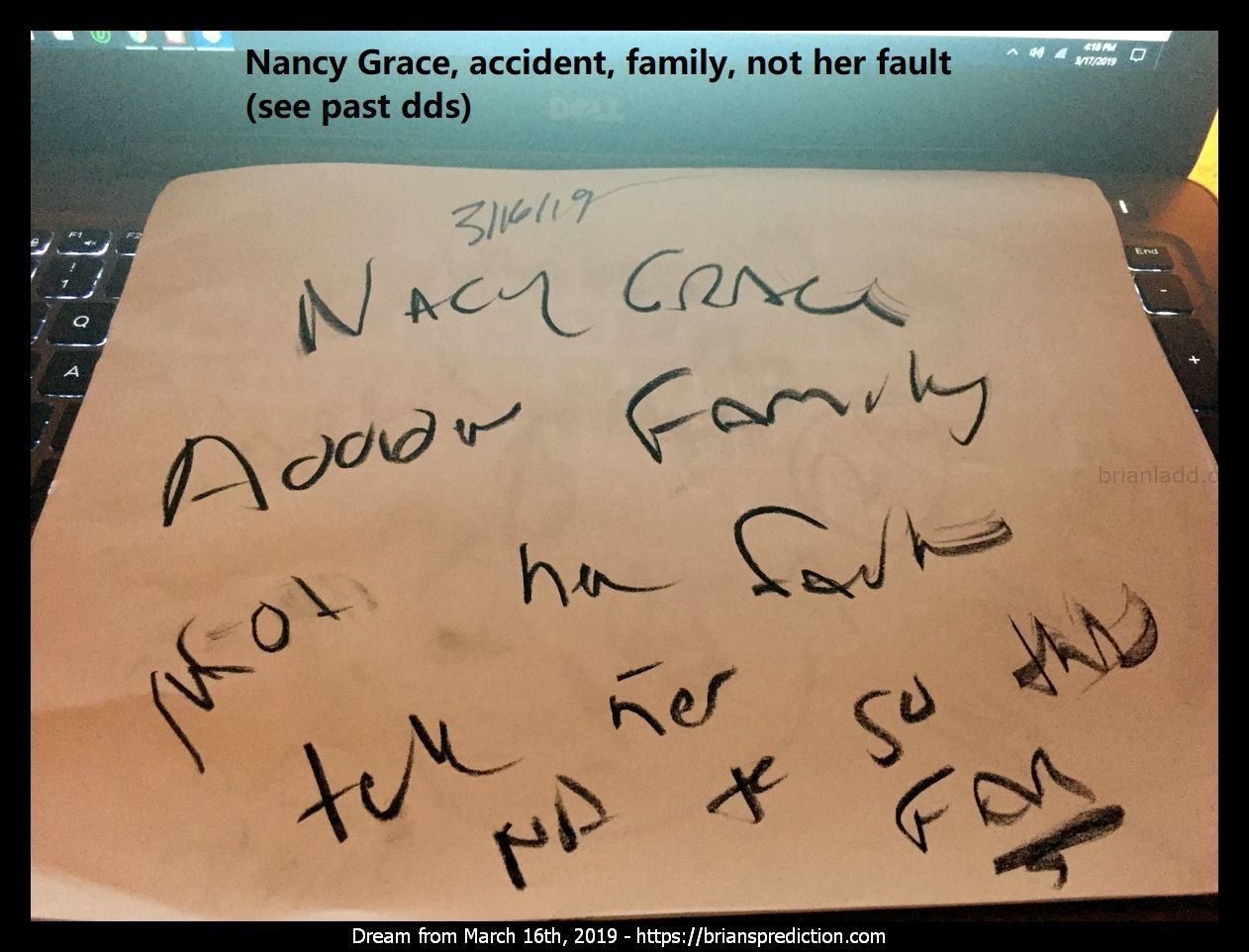 11786 16 March 2019 2 - Nancy Grace, Accident, Family, Not Her Fault (see Past Dds)  Dream Number 11786 16 March 2019 2 ...
Nancy Grace, Accident, Family, Not Her Fault (see Past Dds)  Dream Number 11786 16 March 2019 2 Psychic Prediction
