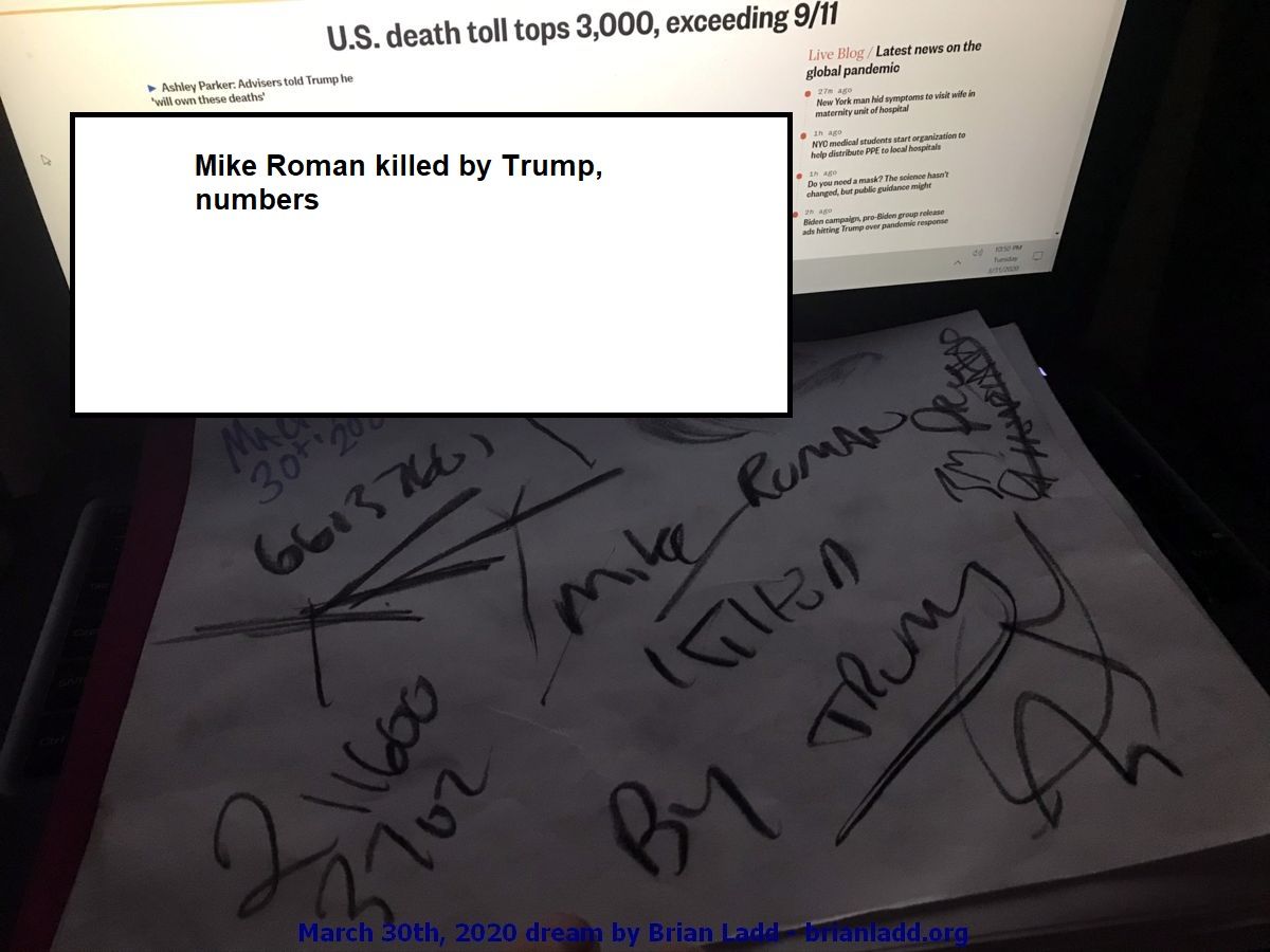 12912 30 March 2020 5 - Mike Roman Killed By Trump, Numbers....
Mike Roman Killed By Trump, Numbers.
