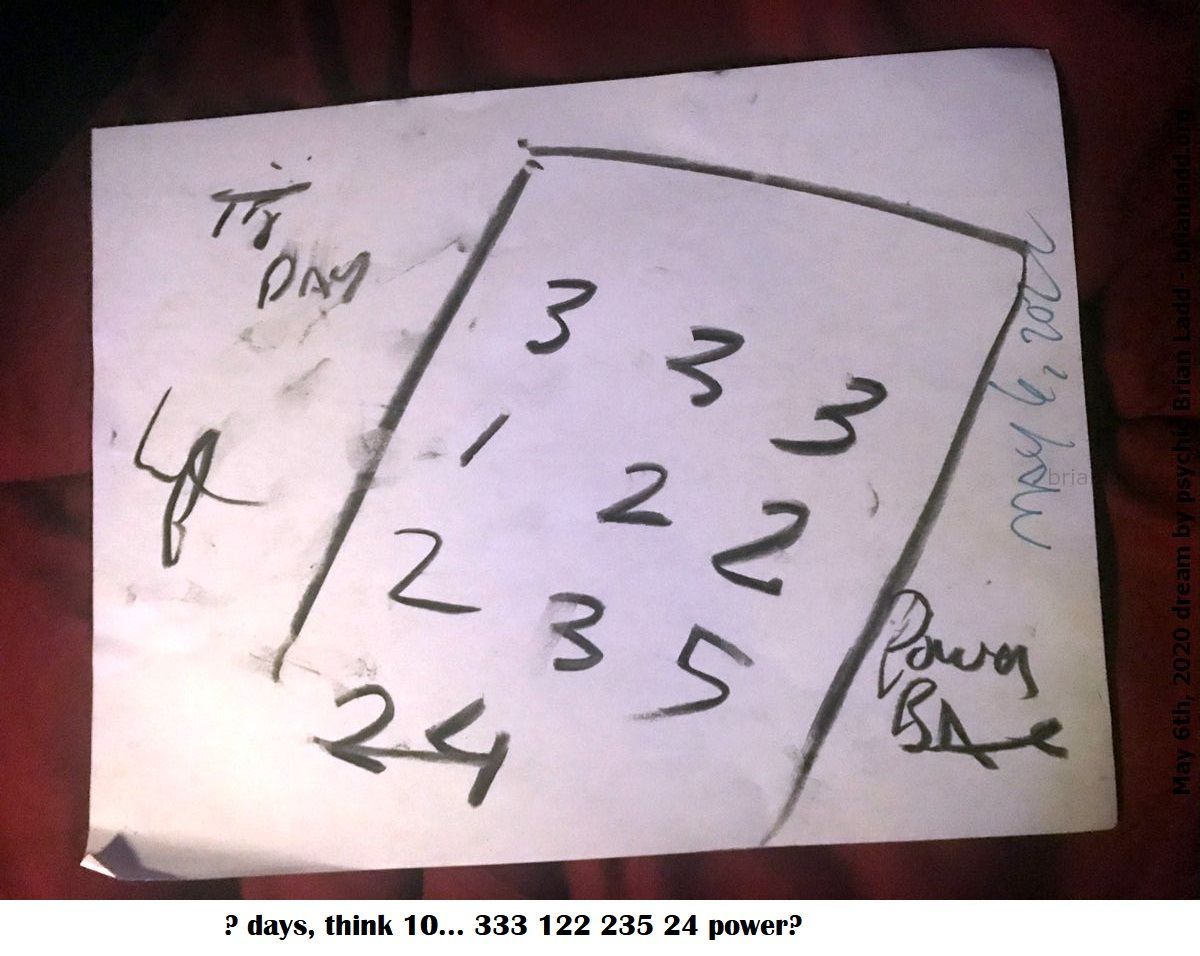 13037 6 May 2020 2 - Days, Think 10  333 122 235 24 Power?...
Days, Think 10... 333 122 235 24 Power?
