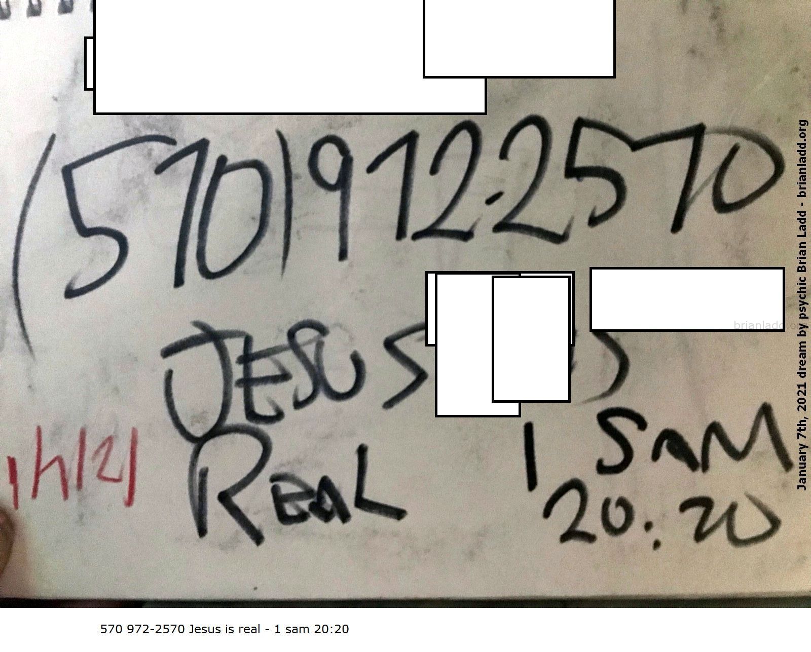 14276 7 January 2021 4 - 570 972-2570 Jesus Is Real - 1 Sam 20:20...
570 972-2570 Jesus Is Real - 1 Sam 20:20
