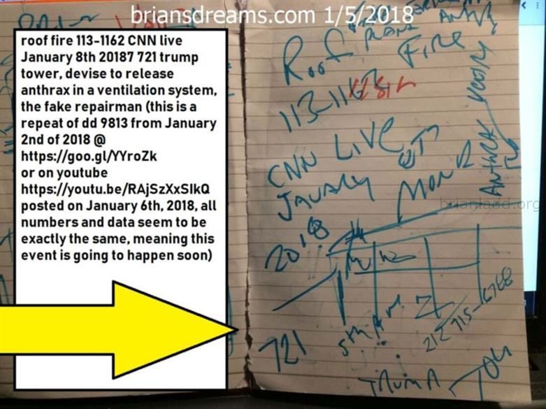 9829 5 January 2018 5 - Roof Fire 113-1162 Cnn Live January 8th 20187 721 Trump Tower,  Devise To Release Anthrax In A V...
Roof Fire 113-1162 Cnn Live January 8th 20187 721 Trump Tower,  Devise To Release Anthrax In A Ventilation System, The Fake Repairman (this Is A Repeat Of Dd 9813 From January 2nd Of 2018 @   https://Goo.Gl/Yyrozk Or On Youtube   https://Youtu.Be/Rajszxxsikq Posted On January 6th, 2018, All Numbers And Data Seem To Be Exactly The Same, Meaning This Event Is Going To Happen Soon)  - Dream Number 9829 5 January 2018 5
