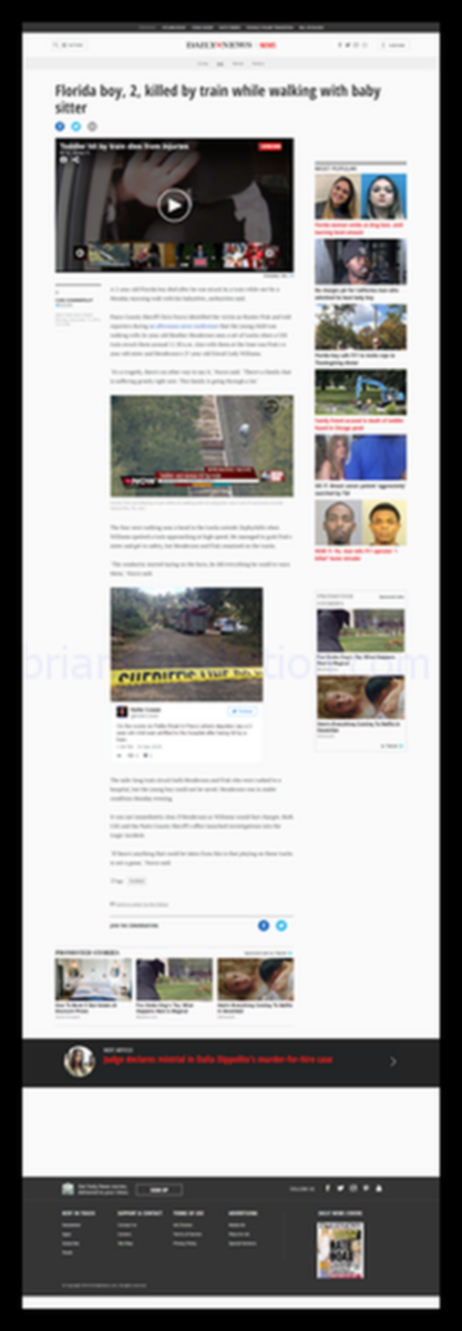 Fireshot Capture 72 Florida Boy  2  Killed By Train While Http Www Nydailynews Com News Na - Florida Boy, 2, Killed By T...
Florida Boy, 2, Killed By Train While Walking With Babysitter On December 12th, 2016, Dd Is From The Day Before, December 11th 2016.
