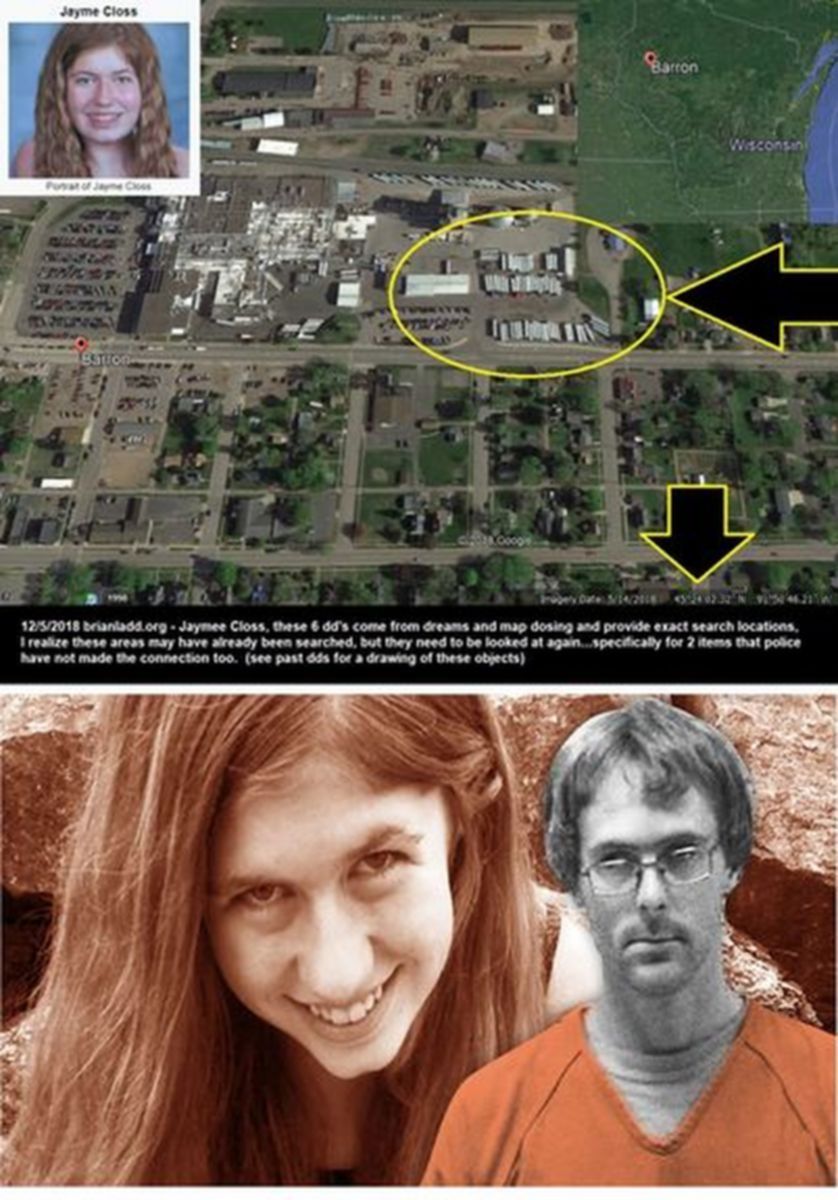 Jaymee Closs Missing 11411 5 December 2018 4 - 12/5/2018 BrianLadd.Org - Jaymee Closs, These 6 Dd'S Come From Dream...
12/5/2018 BrianLadd.Org - Jaymee Closs, These 6 Dd'S Come From Dreams And Map Dosing And Provide Exact Search Locations, I Realize These Areas May Have Already Been Searched, But They Need To Be Looked At Again  Specifically For 2 Items That Police Have Not Made The Connection Too.  (see Past Dds For A Drawing Of These Objects)
