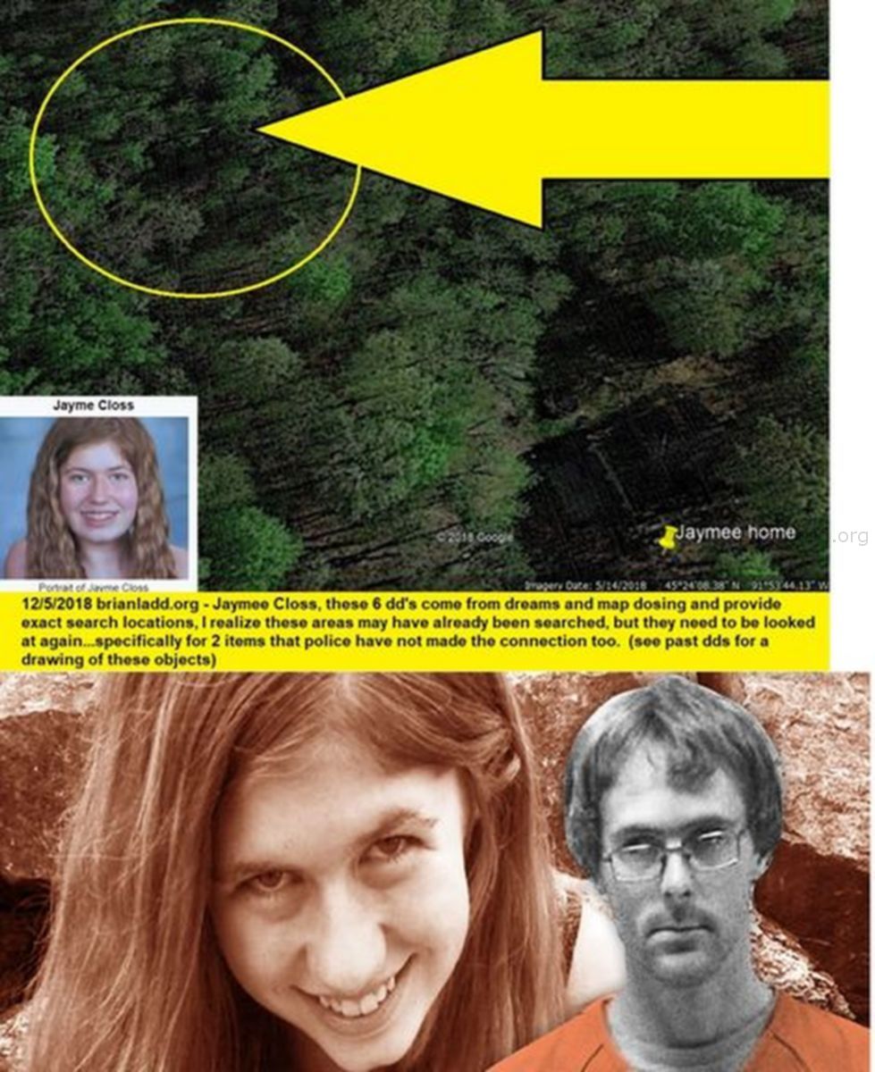 Jaymee Closs Missing 11413 5 December 2018 6 - 12/5/2018 BrianLadd.Org - Jaymee Closs, These 6 Dd'S Come From Dream...
12/5/2018 BrianLadd.Org - Jaymee Closs, These 6 Dd'S Come From Dreams And Map Dosing And Provide Exact Search Locations, I Realize These Areas May Have Already Been Searched, But They Need To Be Looked At Again  Specifically For 2 Items That Police Have Not Made The Connection Too.  (see Past Dds For A Drawing Of These Objects)

