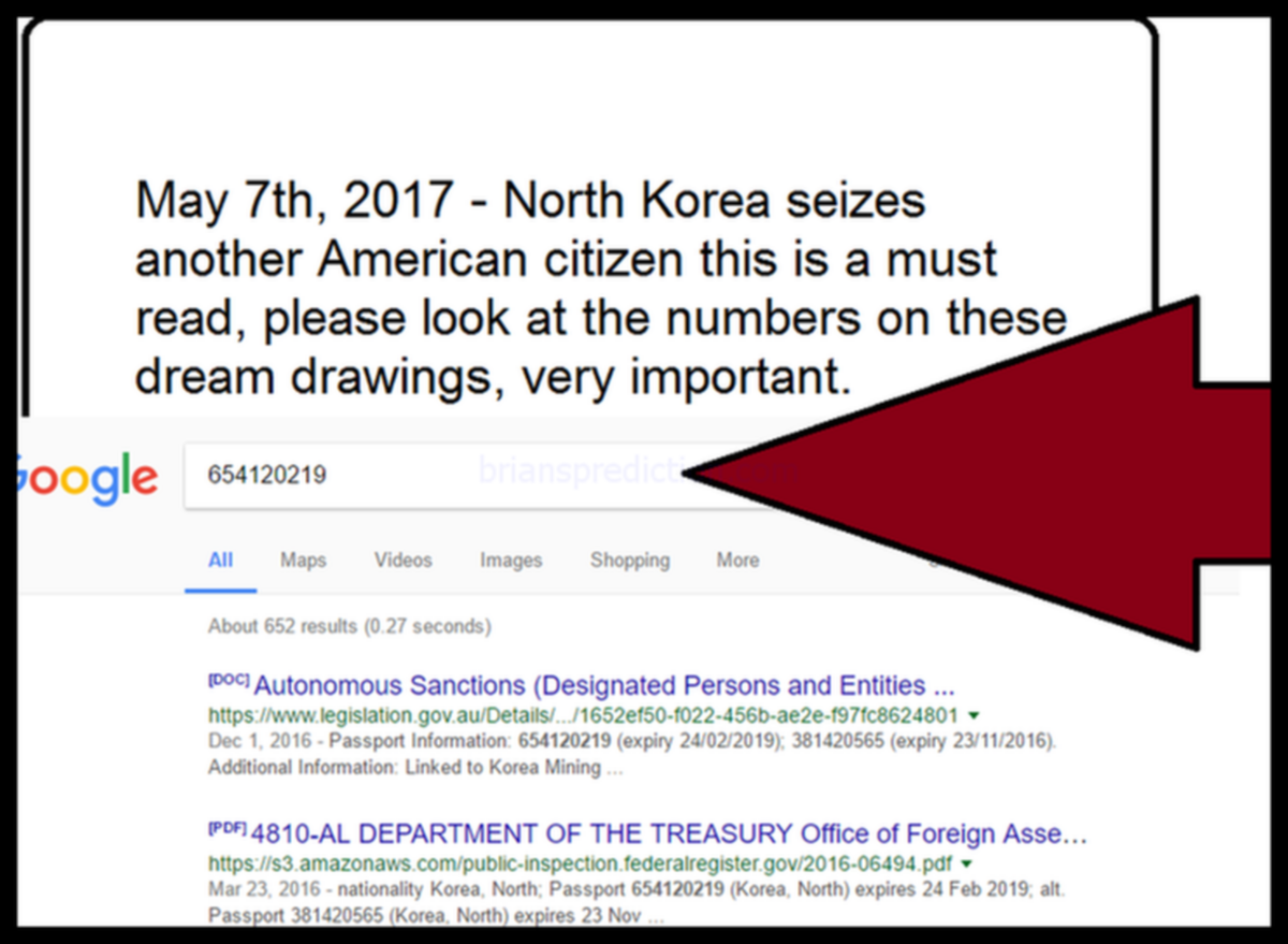 May 7Th  2017 North Korea Seizes Another American Citizen This Is A Must Read  Please Look At The Numbers On These Dream...
Mv-22 Helicopter Crash on 13 December 2016, Phone Numbers and Other Details Match Almost 100%
