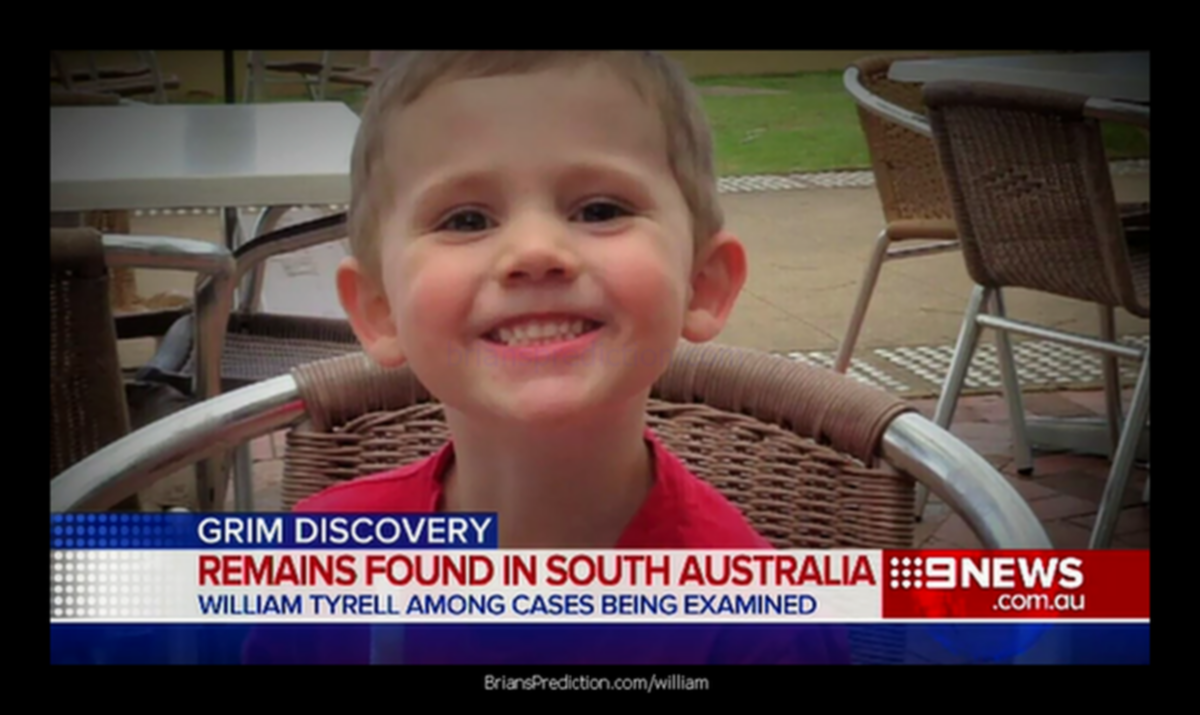 William Tyrrell  born 26 June 2011is an Australian boy who disappeared at the age of 3 from Kendall CKBddxaWsAA8TcR psychic brian ladd 2018~0
William Tyrrell  born 26 June 2011is an Australian boy who disappeared at the age of 3 from Kendall CKBddxaWsAA8TcR psychic brian ladd 2018~0
