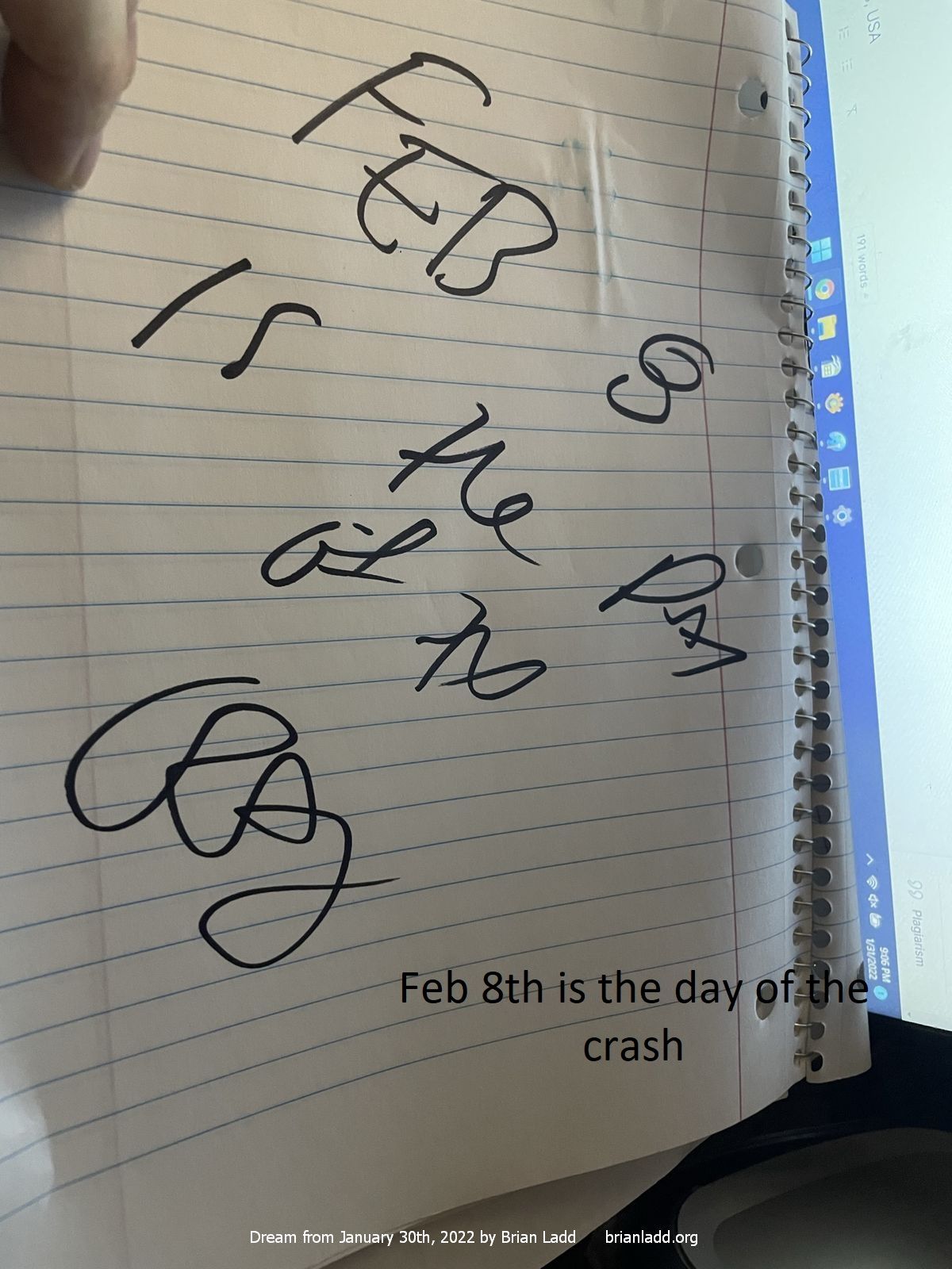 30 jan 2022 1  Feb 8th is the day of the crash...
Feb 8th is the day of the crash.
