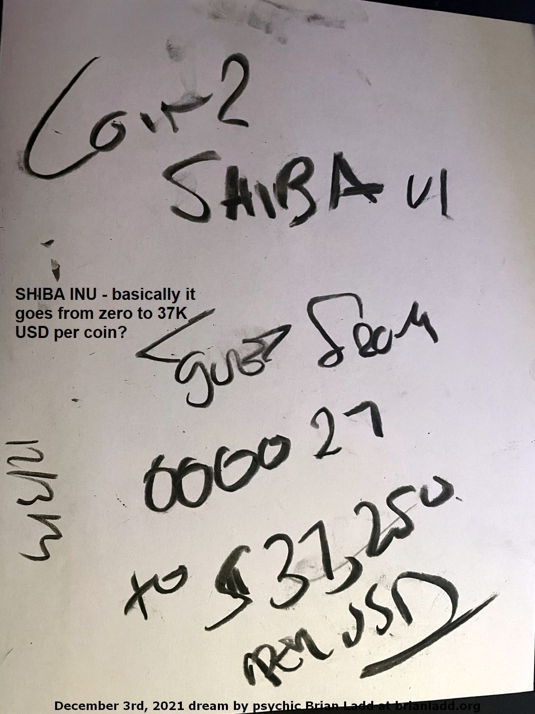 3 Dec 2021 4  SHIBA INU - basically it goes from zero to 37K USD per coin?
SHIBA INU - basically it goes from zero to 37K USD per coin?
