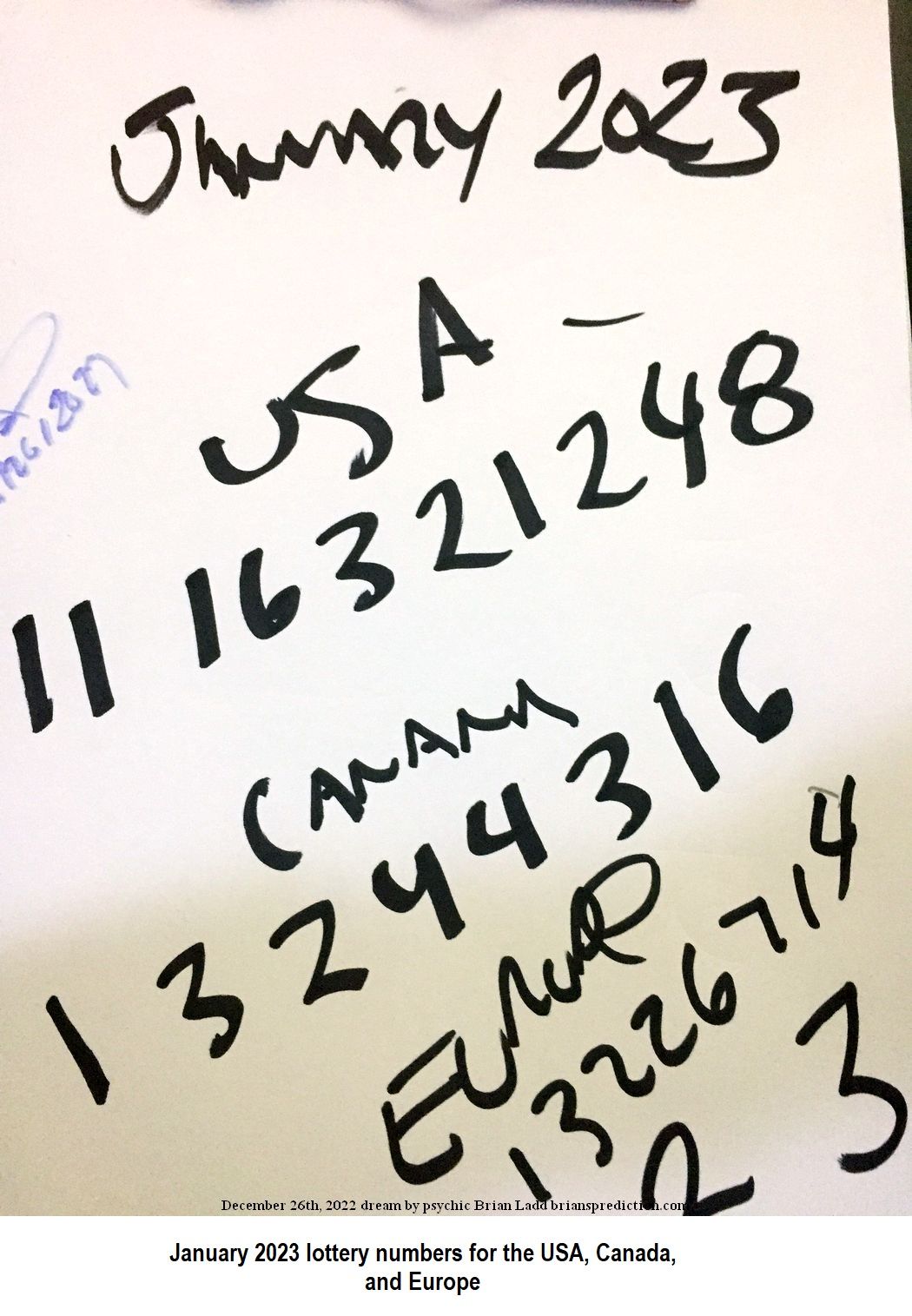 26 December 2022 1 January 2023 lottery numbers for the USA, Canada, and Europe...
January 2023 lottery numbers for the USA, Canada, and Europe.
