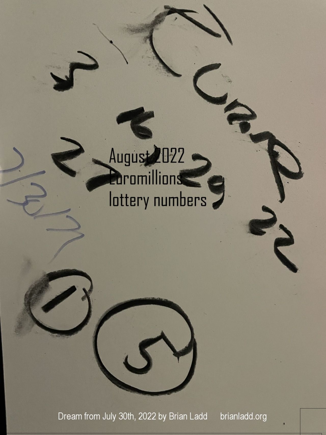 30 July 2022 1  August 2022 Euromillions lottery numbers...
August 2022 Euromillions lottery numbers.
