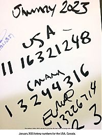 26 December 2022 1 January 2023 lottery numbers for the USA, Canada, and Europe...